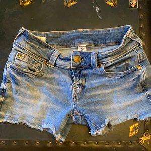 True religion denim shorts, light wash